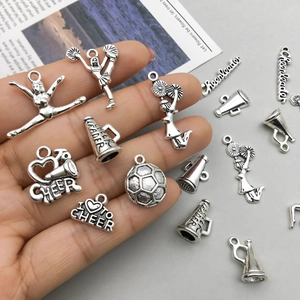 Set di ciondoli ginnasta cheerleader in argento antico per gioielli fai da te