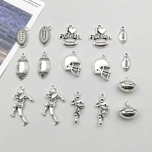 Pendentifs Thème Football Américain en Alliage de Zinc Argent Antique DIY Création de Bijoux Casque Athlète Breloques de Sport Accessoires