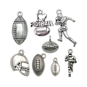Lot de 7 pendentifs football américain en argent vintage et casque pour bijoux DIY