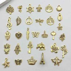 Antique Gold Zinc Alloy Mixed Pendant Charms Vintage DIY Jewelry Making Accessories Leaf Butterfly Crown Animal Tree Of Life Charms