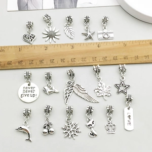 Antique silver maple leaf and high heel charms set for DIY jewelry making and bracelets
