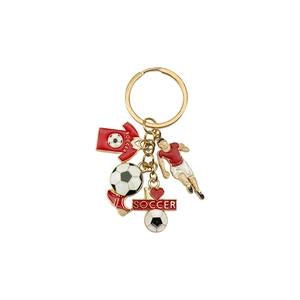 Fußball-Schlüsselanhänger mit rotem Trikot, Fußball-Charme und goldenem Spieleranhänger