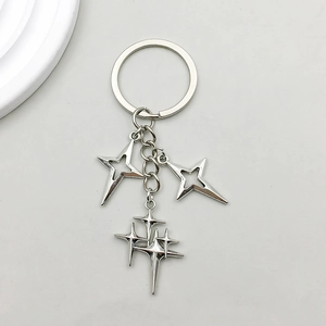 Portachiavi Pentagramma Esagramma in Lega di Zinco Argento Antico Ciondoli Stella Anello Chiave Borsa Fascino Gioielli Unisex