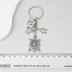 Porte-clés Tortue de Mer en Alliage de Zinc Argent Antique Vintage Avec Pendentifs Tortue Ajourés Porte-clés Animal Marin