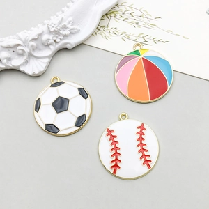 Zinc alloy colorful enamel sports ball charms including soccer and baseball designs