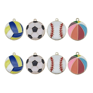 Colorful alloy sports ball charms including soccer and baseball for DIY jewelry making