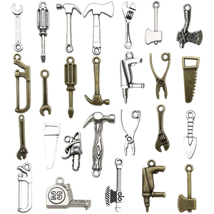 Mini pendentifs outils en alliage argent et bronze antique pour création bijoux DIY