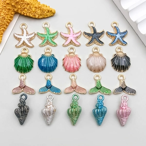 Colgantes de Aleación de Zinc con Temática Marina para la Creación de Joyas DIY Amuletos de Colores de Estrella de Mar Caracol Concha Cola de Sirena Accesorios de Moda