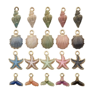 Colgantes tema marino de aleación concha y estrella de mar en 20 colores para joyería DIY