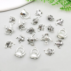 Set mit 19 Vintage-Silber-Teekannen-Anhängern für DIY-Schmuckherstellung und Zubehör