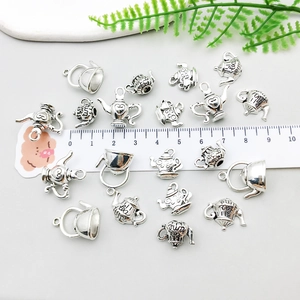 Vintage Silber Teekannen Anhänger aus Legierung für DIY Schmuckherstellung mit Lineal