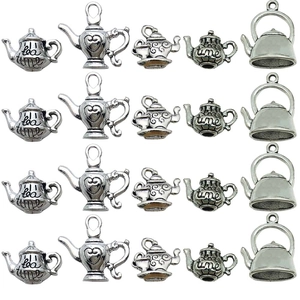 Set mit 20 Vintage-Silber-Teekannen-Anhängern aus Legierung für DIY-Schmuckherstellung