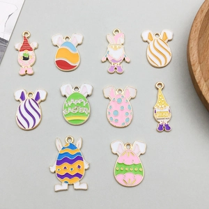Easter Egg Gnome Pendants Zinc Alloy Enamel Charms For DIY Necklace Bracelet Making Festive Cartoon Jewelry Accessories