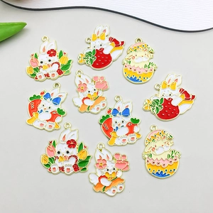 Pendentifs lapins en émail coloré pour la fabrication de bijoux DIY et colliers