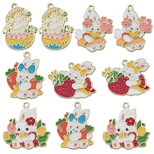 Pendentifs lapins colorés en alliage doré pour bijoux DIY et colliers artisanaux
