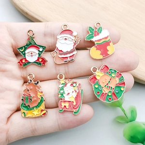 Mix of 20 Christmas enamel charms including Santa, reindeer, and snowman for DIY jewelry