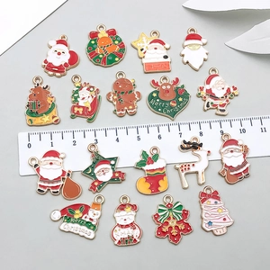 18pcs mixed Christmas enamel charms set featuring Santa Claus and reindeer for DIY jewelry