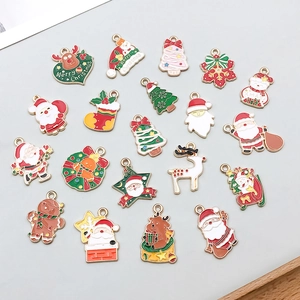 Assorted 19pcs Christmas themed alloy enamel charms for DIY jewelry making sets