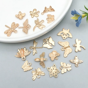 Golden alloy insect charms including butterflies and bees for DIY jewelry making