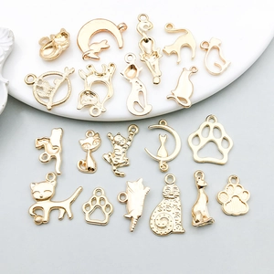 18Pcs KC gold cat pendants set for DIY jewelry bracelets and necklaces making