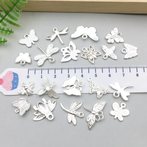 Ensemble de pendentifs insectes en argent avec papillons et abeilles pour bijoux