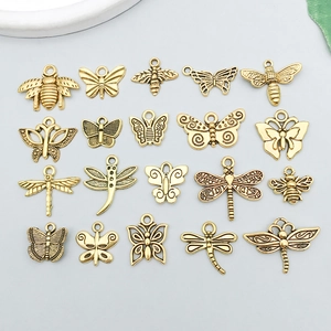 Antique Gold Alloy Butterfly Bee Dragonfly Insect Pendants For DIY Necklace Bracelet Jewelry Making Craft Accessories