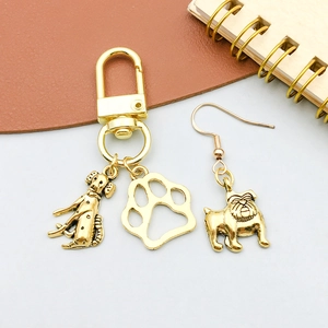 Détails de pendentifs chiens en alliage doré vintage pour bijoux et porte-clés