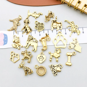 Ensemble de pendentifs chien et os en alliage doré antique pour bijoux DIY