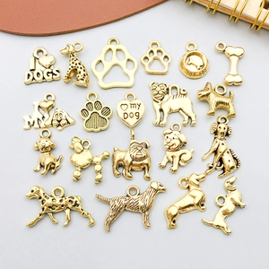 Pendentifs de la Série Chien en Alliage de Zinc Or Antique pour Bracelet DIY Collier Fabrication de Bijoux Motif Patte d'Os Accessoires de Charmes d'Animaux