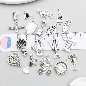 Antique silver wine theme alloy pendants set for DIY necklaces and bracelet charms