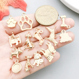 Σετ μενταγιόν σκυλάκι σε ροζ χρυσό με κέρμα αναφοράς και γυαλισμένο φινίρισμα