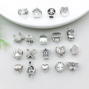 Vintage silver alloy beads set featuring starfish crown and heart charms for DIY jewelry