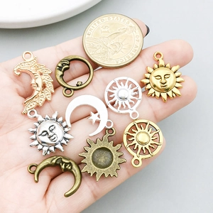Assorted sun moon star alloy charms for DIY jewelry making in gold and silver finish