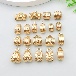 Colgantes de Fianza de Aleación Vintage Calados Chapados en Oro KC Hallazgos de Joyería Grabados para Fabricación de Collares Pulseras DIY