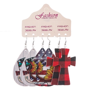 Christmas western cowgirl faux leather earrings set with snowman and snowflake designs