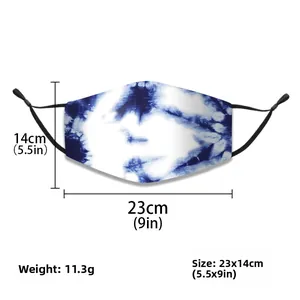 Maße der blauen Tie-Dye Baumwollmaske mit verstellbaren Schlaufen und 11,3g Gewicht