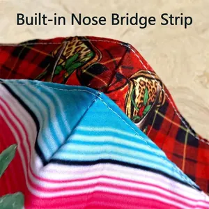 Three-layer cotton Christmas face mask featuring a built-in adjustable nose bridge strip