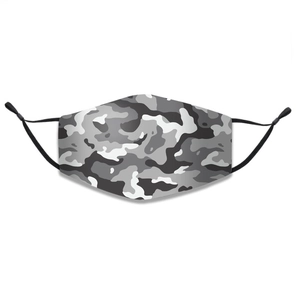 Three-layer camouflage face mask with adjustable ear loops for adult dust protection