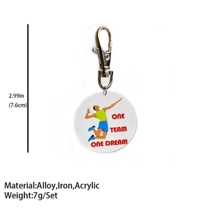 Athletic acrylic keychain with One Team One Dream slogan and metal lobster clasp