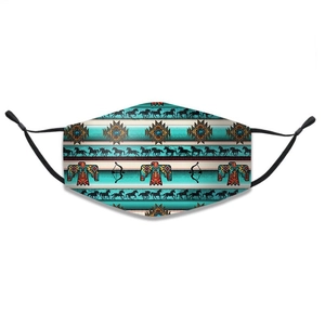 Three-layer cotton face mask with Native American style patterns and horses