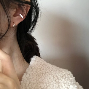 Boucles d'oreilles S925 en argent sterling, clip Z géométrique et puces éclair mixtes
