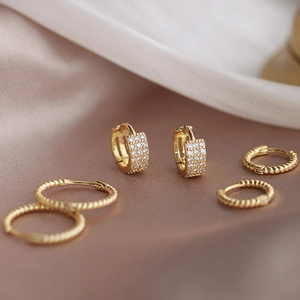 Pendientes de Aro Torcidos Minimalistas Plateados para Mujer Poste de Cobre con Diamantes de Imitación Pendientes Geométricos Joyería
