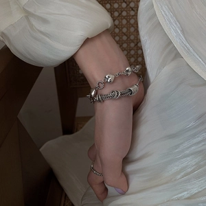 S925 Silber Herzketten Armbänder und Ring Set für einen schicken Vintage-Look