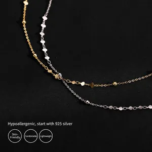 Collana girocollo minimalista in argento sterling 925 con perline a cuore oro e argento