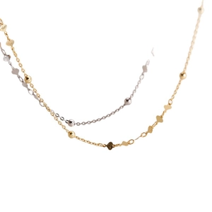 Collana choker placcata argento con ciondoli a cuore e perle lucide minimaliste