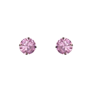 Elegantes pendientes de plata 925 con circón rosa y diseño redondo de estilo minimalista