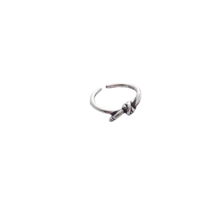Anillo abierto de nudo minimalista en plata de ley S925 ajustable para mujer