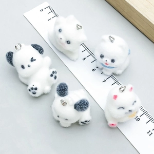 Mignons pendentifs animaux floqués blancs, panda et chiot pour la création de bijoux