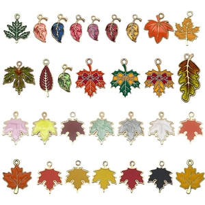 Pendentifs feuilles d'érable en émail coloré pour la fabrication de bijoux DIY
