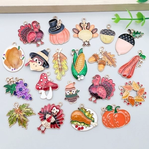Lot de 20 breloques en émail sur le thème de Thanksgiving pour la création de bijoux DIY